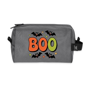 Halloween Retro Groovy BOO avec des chauves-souris - Trousse de toilette en tissu recyclé - anthracite - Devant