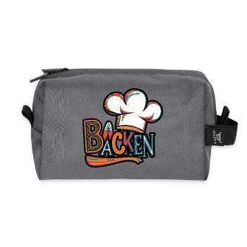 Illustration d'un chapeau de chef boulanger - Trousse de toilette en tissu recyclé - anthracite - Devant