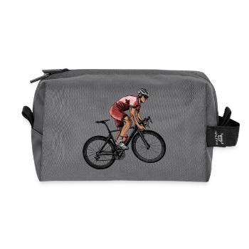 Dynamic cyclist in competition - Recycled Toiletry Zip Bag - anthracite - Front