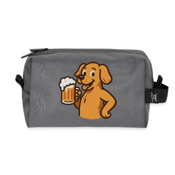 Drôle de chien avec motif de verre à bière - Trousse de toilette en tissu recyclé - anthracite - Devant
