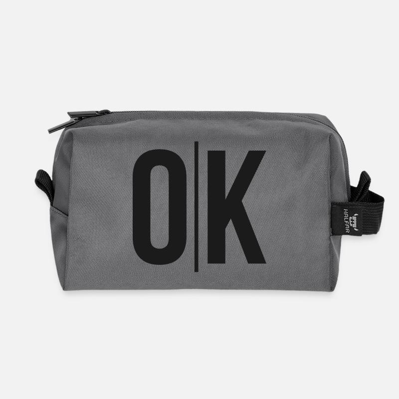 OK Split Monochrome Logo - Recycelte Kulturtasche - Anthrazit