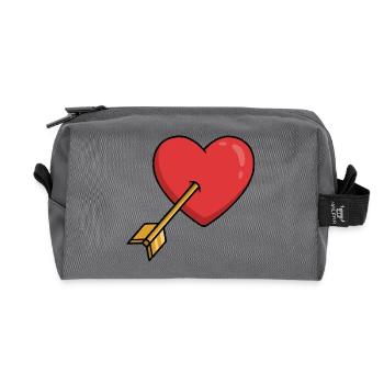 Heart Love Arrow - Recycled Toiletry Zip Bag - anthracite - Front
