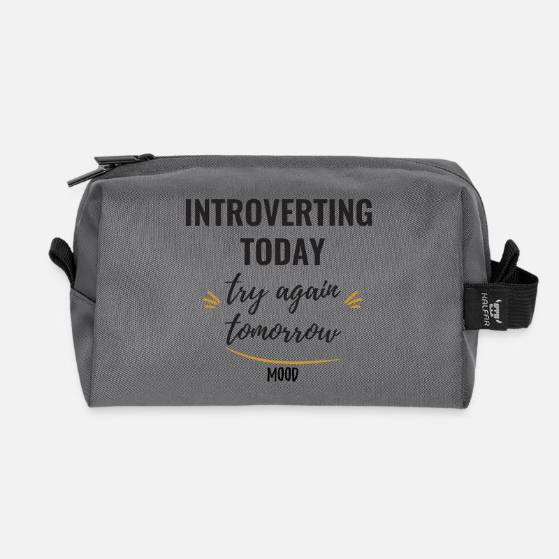Introverting Today, Try Again Tomorrow. - Recycled Toiletry Zip Bag - anthracite