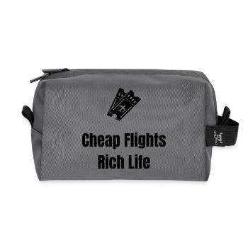 Cheap Flights, Rich Life – Travel Shirt - Recycled Toiletry Zip Bag - anthracite - Front