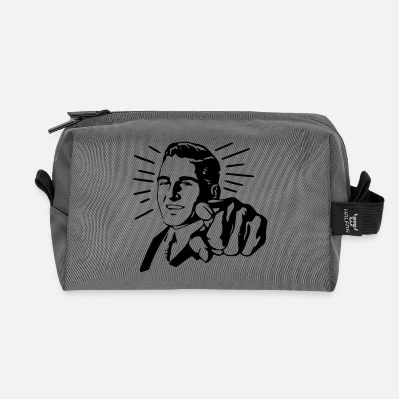 Zeigender Mann - Recycelte Kulturtasche - Anthrazit