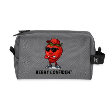 Strawberry Confident Caricature - Recycled Toiletry Zip Bag - anthracite - Front