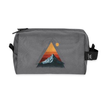 Mountain in Retro Triangle – Geometric Design - Recycled Toiletry Zip Bag - anthracite - Front