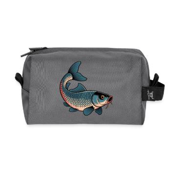 Carp in the midnight blue - Recycled Toiletry Zip Bag - anthracite - Front