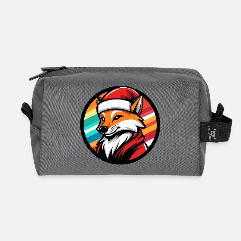 Fuchs im Santa-Look mit Regenbogen - Recycelte Kulturtasche - Anthrazit