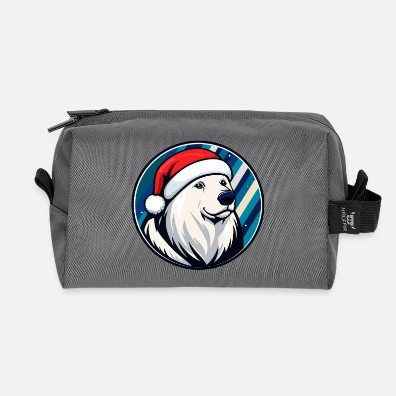 PolarBär mit Weihnachtsmütze - Recycelte Kulturtasche - Anthrazit
