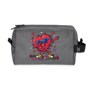 Lustiges dabbendes Herz zum Valentinstag - Recycelte Kulturtasche - Anthrazit - Vorne