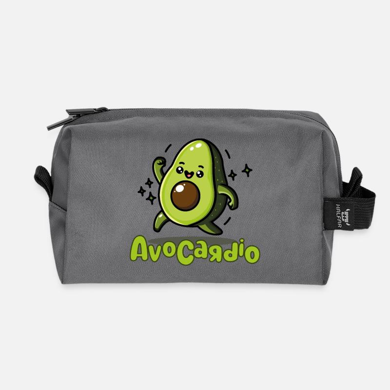 AvoCadío Avocado Cartoon - Recycled Toiletry Zip Bag - anthracite