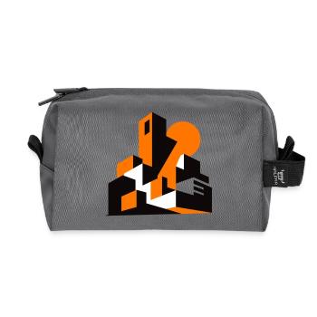 Silhouette géométrique de la ville orange - Trousse de toilette en tissu recyclé - anthracite - Devant