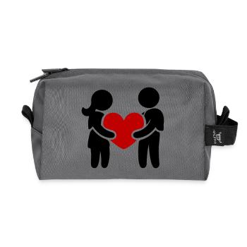 Couple In Love Heart - Recycled Toiletry Zip Bag - anthracite - Front