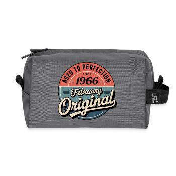 Birthday 1966 February 1966 born in February 1966 - Recycled Toiletry Zip Bag - anthracite - Front