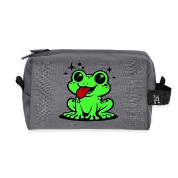 Kröte Comic Frosch - Recycelte Kulturtasche - Anthrazit - Vorne