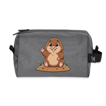 Fröhlicher Maulwurf - Recycelte Kulturtasche - Anthrazit - Vorne