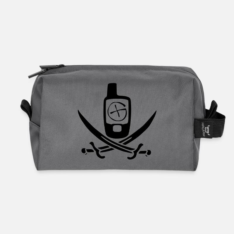 Drapeau pirate de géocaching - Trousse de toilette en tissu recyclé - anthracite