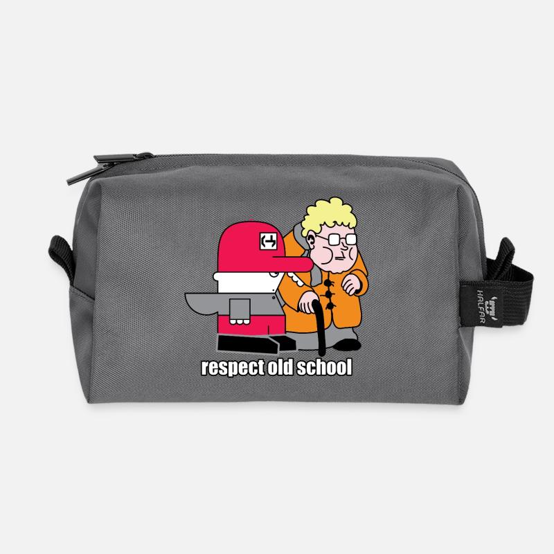 Respect Old School Retro Cartoon - Recycled Toiletry Zip Bag - anthracite