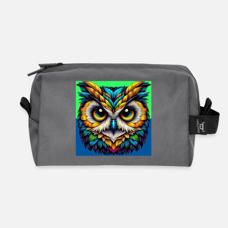 owl - Recycled Toiletry Zip Bag - anthracite