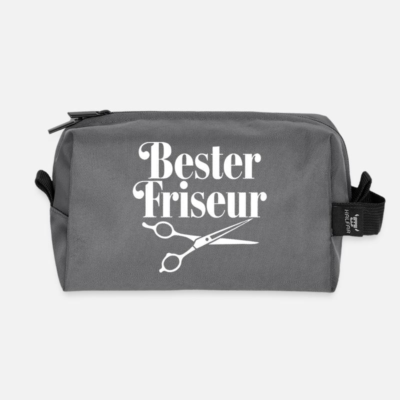 Bester Friseur mit Scheren-Logo - Recycelte Kulturtasche - Anthrazit