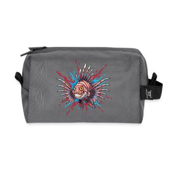 Stachelfisch mit Buntakzent - Recycelte Kulturtasche - Anthrazit - Vorne