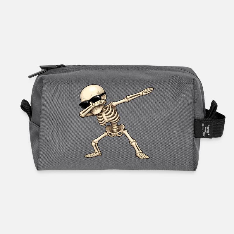 Dabbing Skeleton - Recycled Toiletry Zip Bag - anthracite