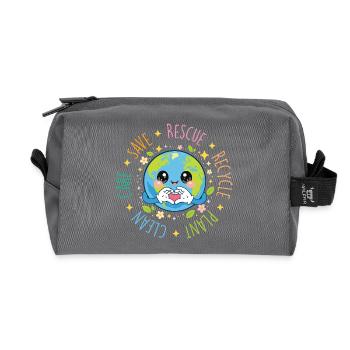 Save Rescue Recycle Plant Clean Care Eco - Trousse de toilette en tissu recyclé - anthracite - Devant