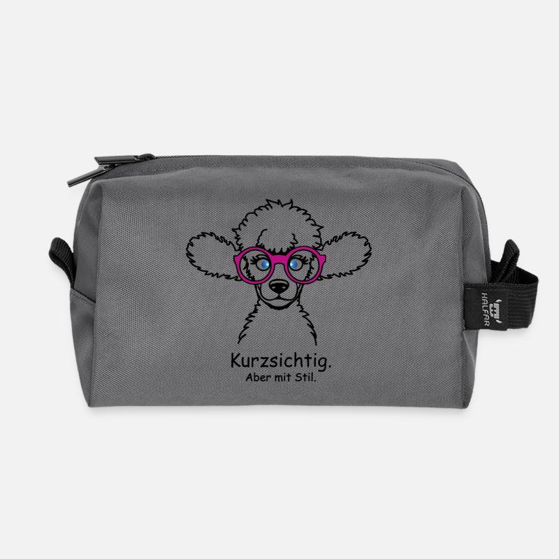 Kurzsichtig. Aber mit Stil. - Recycelte Kulturtasche - Anthrazit