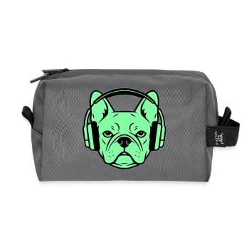 Frenchie Kopfhörer Gamer Hund - Recycelte Kulturtasche - Anthrazit - Vorne