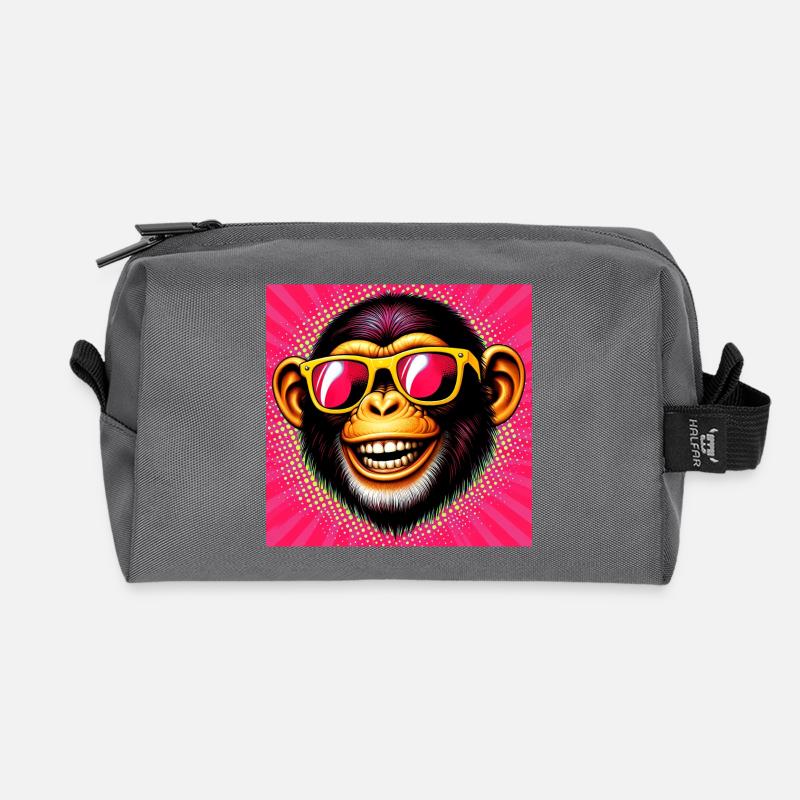 Chimpanzee Monkey - Recycled Toiletry Zip Bag - anthracite
