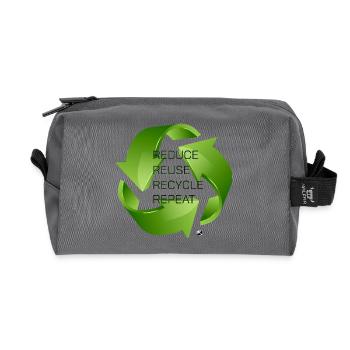 Illustration des trois flèches vertes de recyclage - Trousse de toilette en tissu recyclé - anthracite - Devant