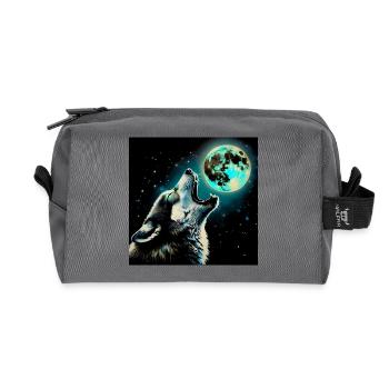 Wolf heult zum Vollmond - Recycelte Kulturtasche - Anthrazit - Vorne