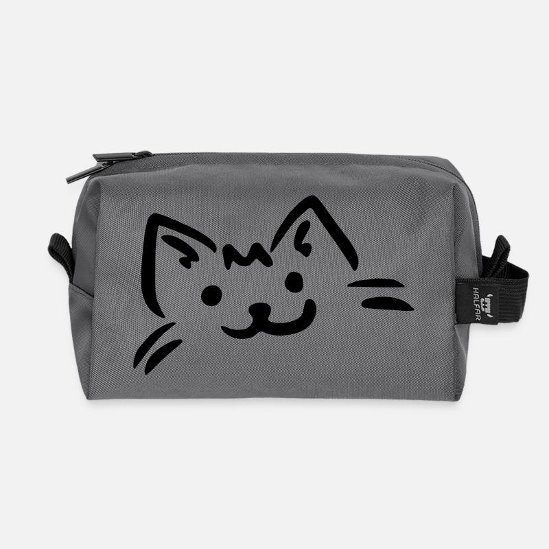 Katze - Recycelte Kulturtasche - Anthrazit