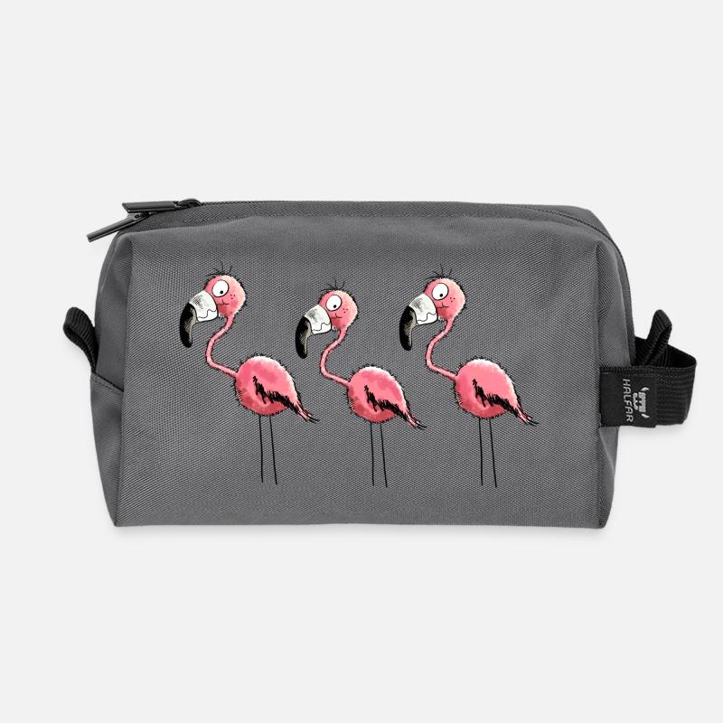 Flamingo Trio - Recycelte Kulturtasche - Anthrazit