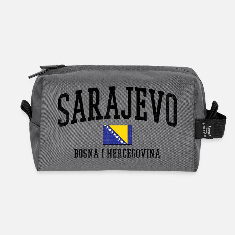 Bosnien Flaggenkunst Balkan - Recycelte Kulturtasche - Anthrazit