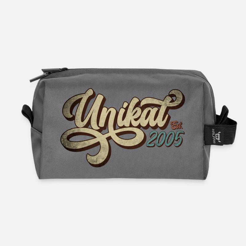 Unikat Est. 2005 - Geschenk 21. Geburtstag - Recycelte Kulturtasche - Anthrazit