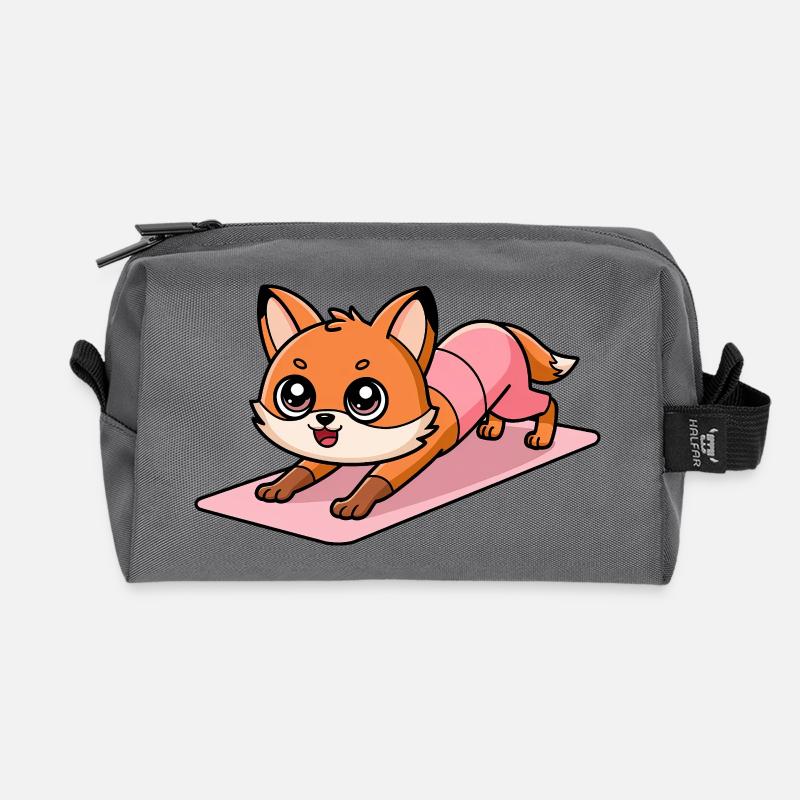 Fuchs Yoga - Recycelte Kulturtasche - Anthrazit