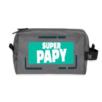 Super Papy Illustration Colorée - Trousse de toilette en tissu recyclé - anthracite - Devant