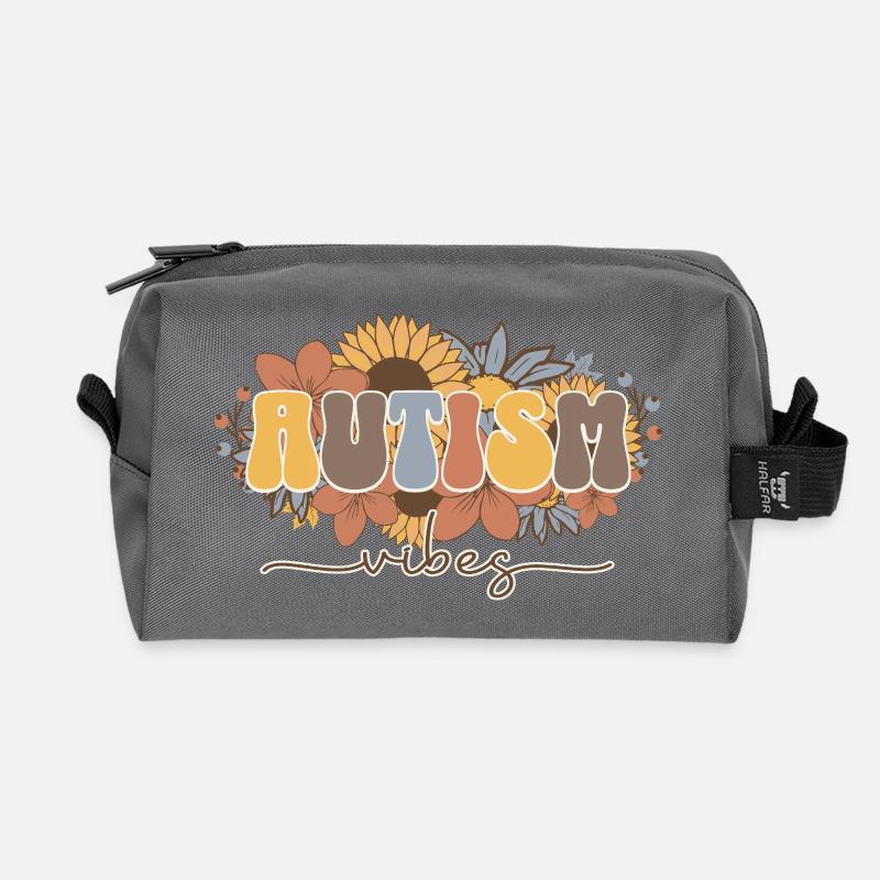 Autism Vibes Florale Collage - Recycelte Kulturtasche - Anthrazit