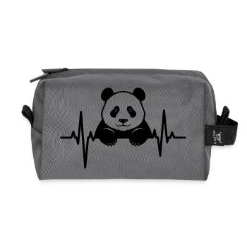 Panda im EKG – Süßes Tierdesign - Recycelte Kulturtasche - Anthrazit - Vorne