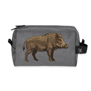 Realistic Wild Boar Brown Hunting - Recycled Toiletry Zip Bag - anthracite - Front