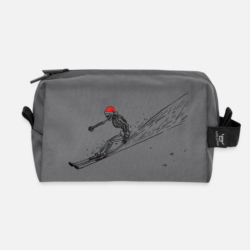 skiing santa skeleton - Recycelte Kulturtasche - Anthrazit