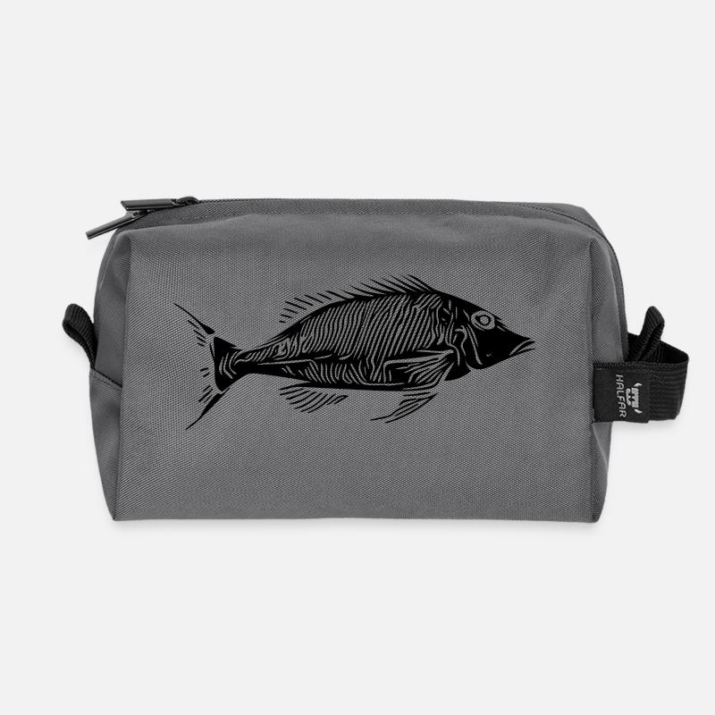 Vintage Fisch Fischgräten Knochenfisch Skelett - Recycelte Kulturtasche - Anthrazit