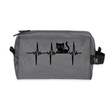Heartbeat for cute kitten - Recycled Toiletry Zip Bag - anthracite - Front