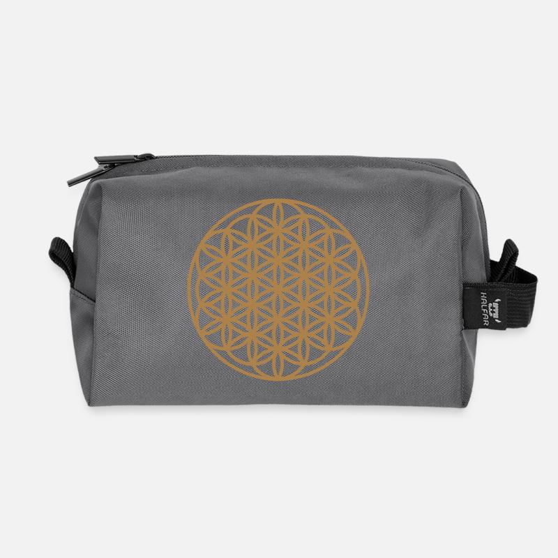 Blume des Lebens - Recycelte Kulturtasche - Anthrazit