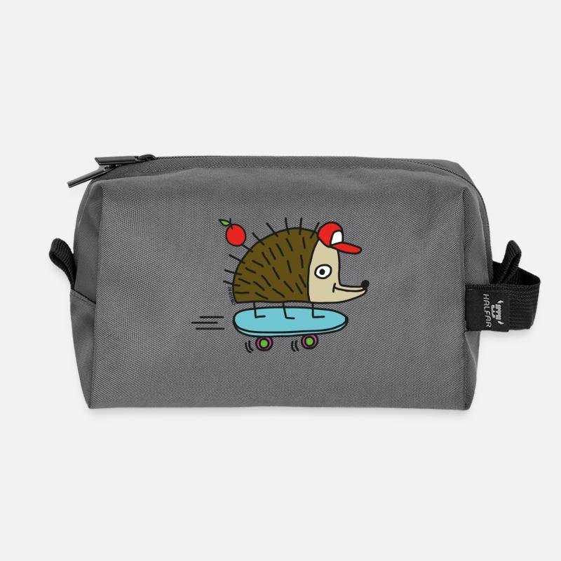 Skater Igel by Cheslo - Recycelte Kulturtasche - Anthrazit