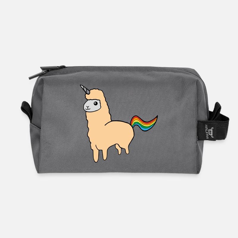 Alpaka Einhorn - Recycelte Kulturtasche - Anthrazit