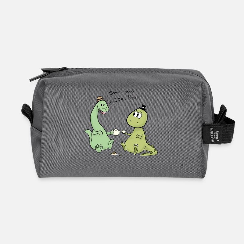 Tea Rex - Recycled Toiletry Zip Bag - anthracite