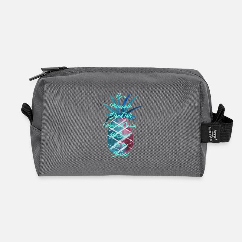 Be a Pineapple - Türkis - Recycelte Kulturtasche - Anthrazit